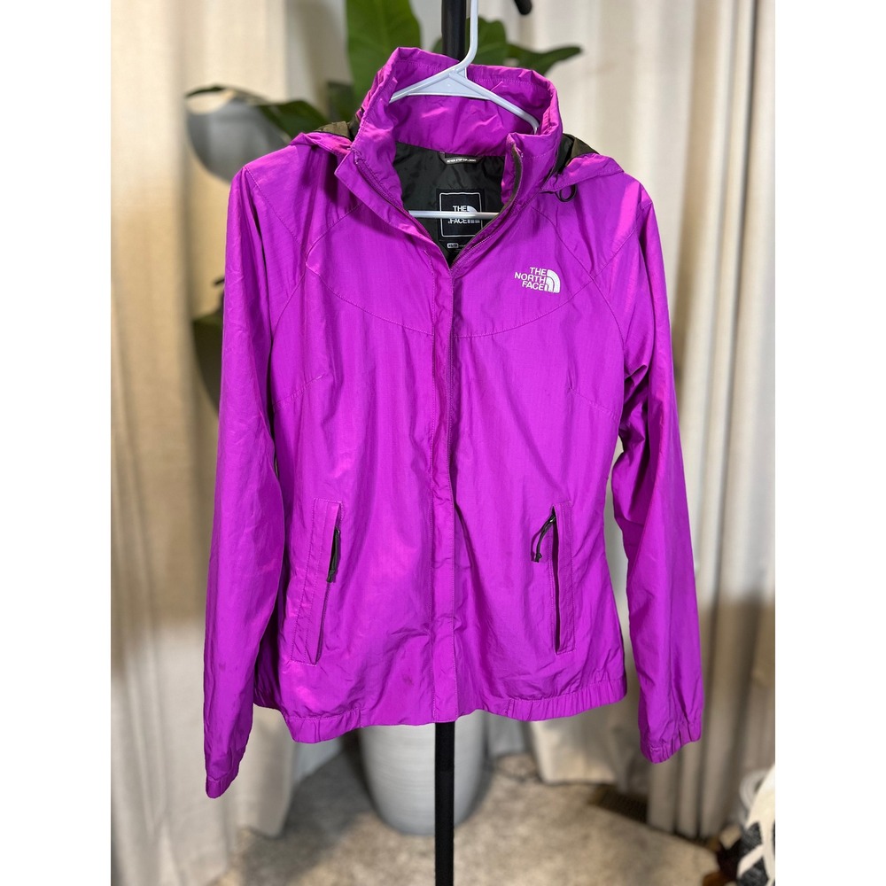 The North Face Womens Magenta Purple Hooded Windbreaker Jacket XS TP Full Zip